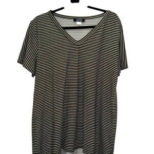 Promises Promises 3X V-Neck Striped Short Sleeve T-Shirt